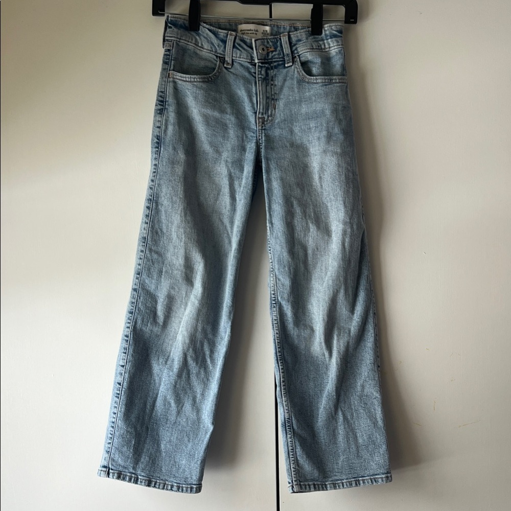 Abercrombie Kids Light Denim High Rise Wide Leg Jeans